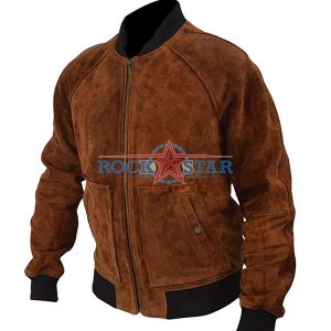 Aloha Premiere Bradley Cooper Brown Bomber Suede Leather Jacketsss