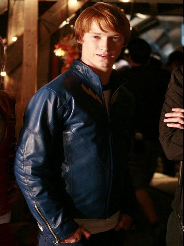Actor Calum Worthy Smallville Blue Leather Jacket - RockStar Jacket