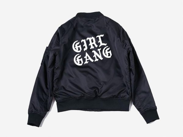 Girl Gang Satin Bomber Jacket side