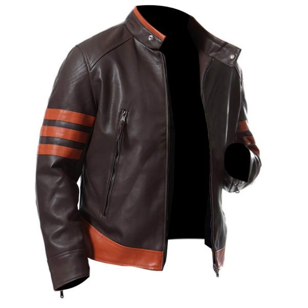 Men’s Biker Slim Fit Real Leather Retro Jacket side look