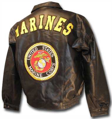 Men’s Fashion Black Marines Leather Jacket back side