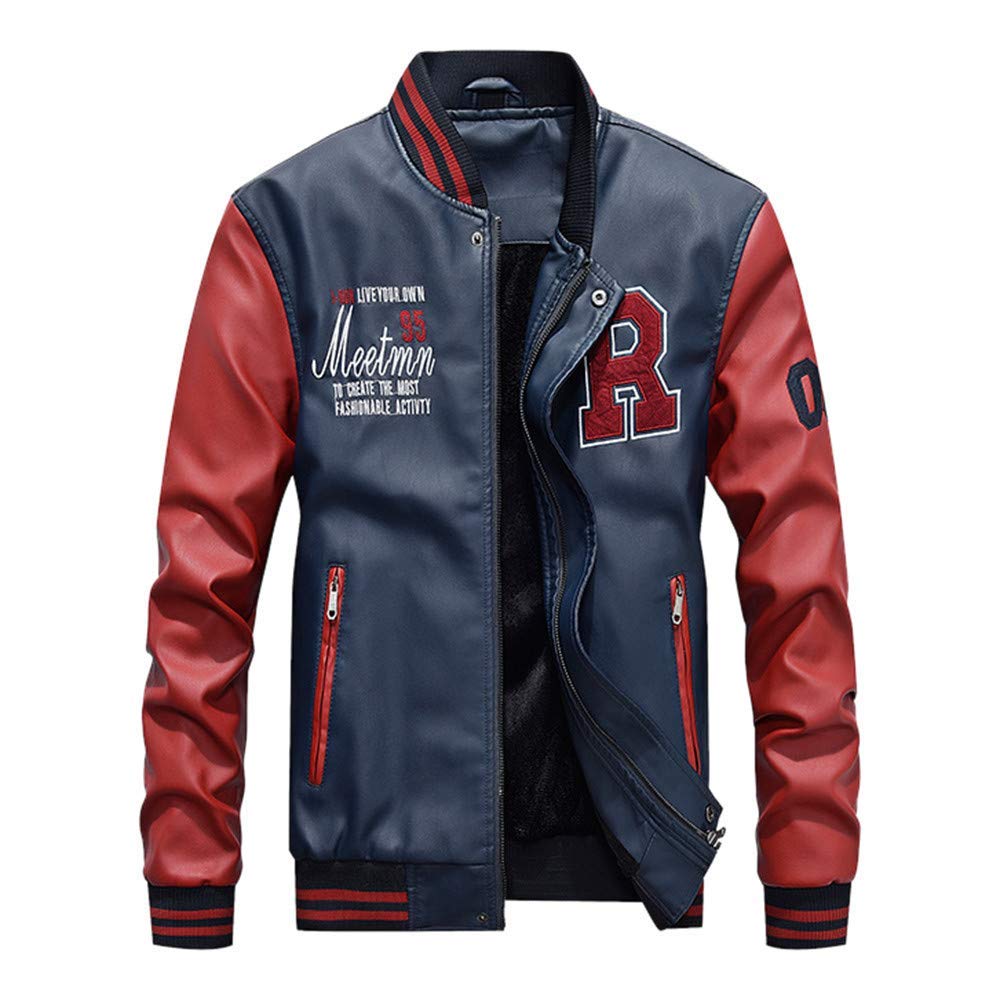 Get Embroidery Baseball Varsity Faux Leather Slimfit Jacket - RockStar ...