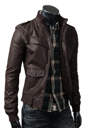 Slim Fit Dark Brown Leather Jacket side