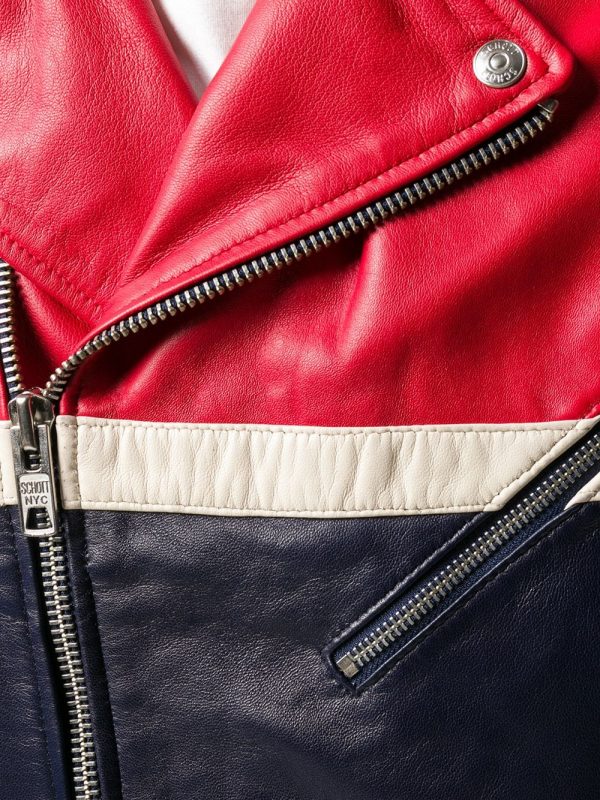 FILA Contrast Panels Leather Jacket