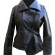 Jennifer Lawrence The Hunger Games Black Leather Jacket front