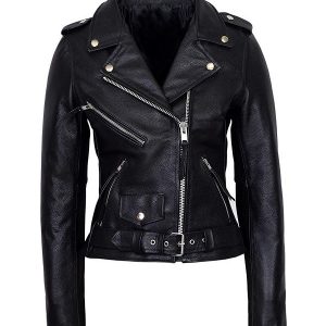 WWE Wrestler Maryse Mizanin Biker Leather Jacket front
