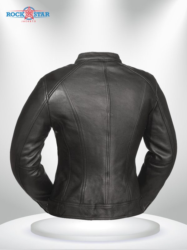 Fashionista Rockstar Women's Round Collar Motorcycle Leather Jacket