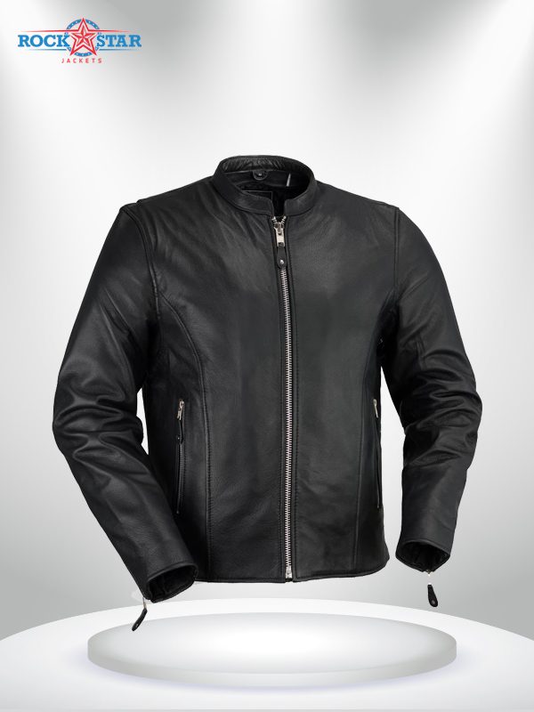 Ace Clean Cafe Style Rockstar Men’s Black Leather Jacket