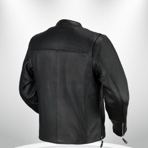 Ace Clean Cafe Style Rockstar Men’s Black Leather Jacket back