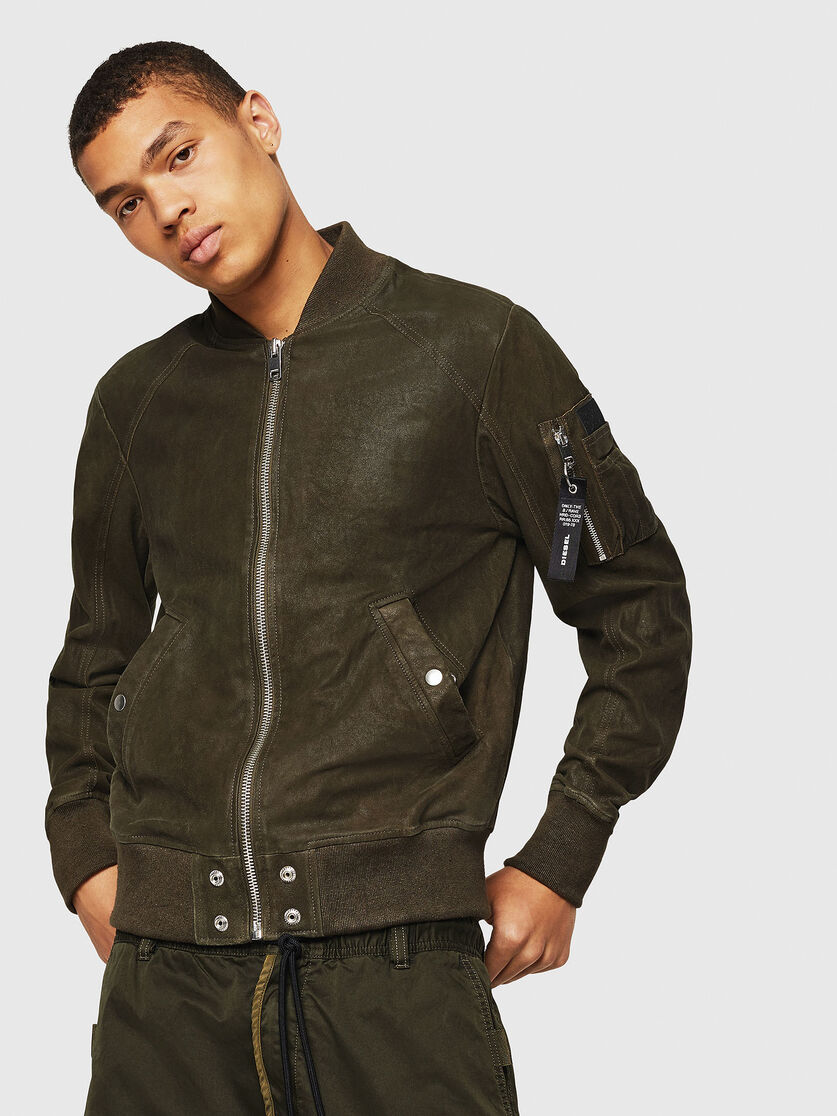 Diesel Bomber Waxed Suede Green Leather 