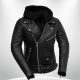 Ryman Rockstar Women's Black Motorcycle Hoodie Leather Jacket