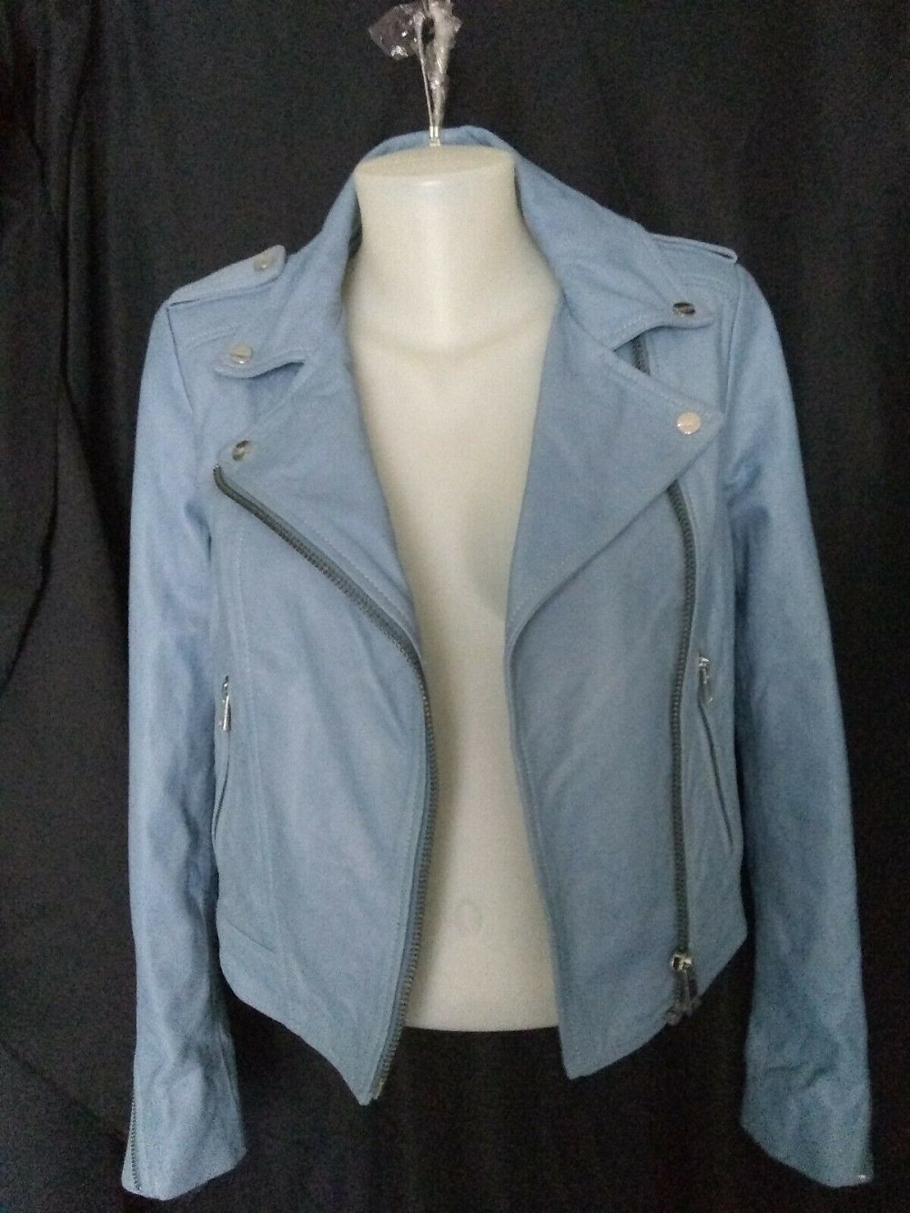 Powder Blue Leather Jacket RockStar Jacket