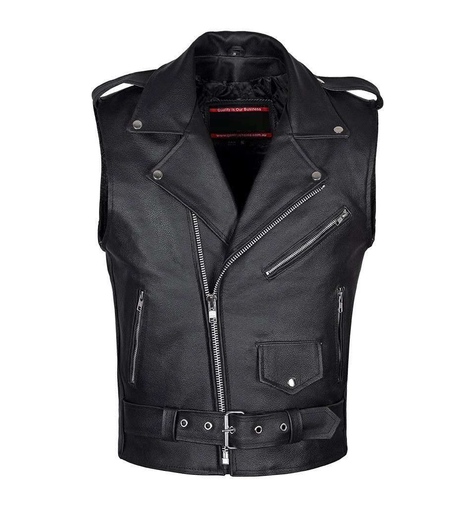 Sleeveless Leather Jacket - RockStar Jacket
