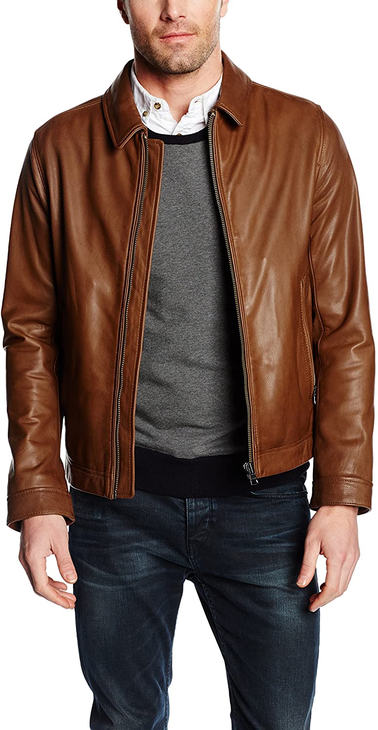 Tommy Hilfiger Brown Leather Jacket - RockStar Jacket