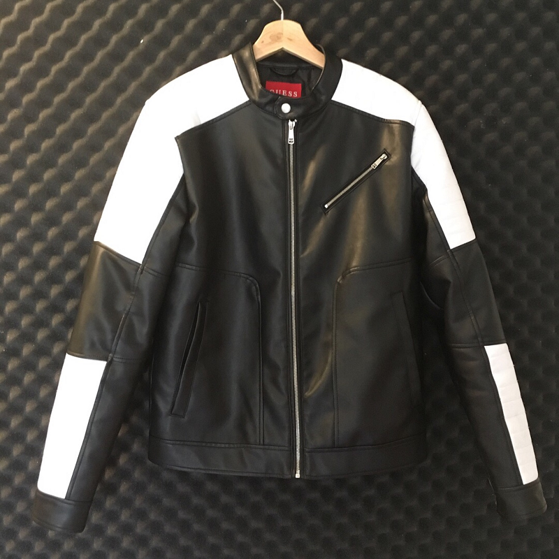black guess leather jacket