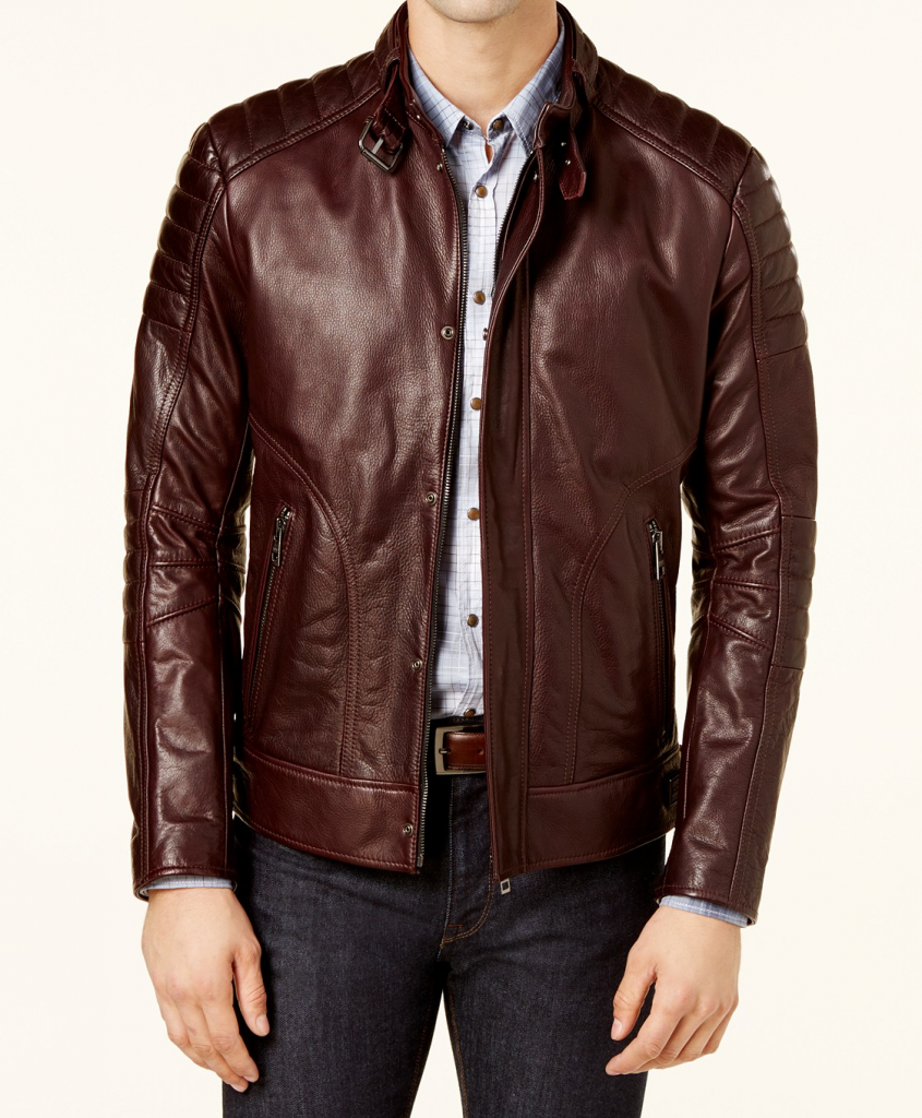 boss brown leather jacket