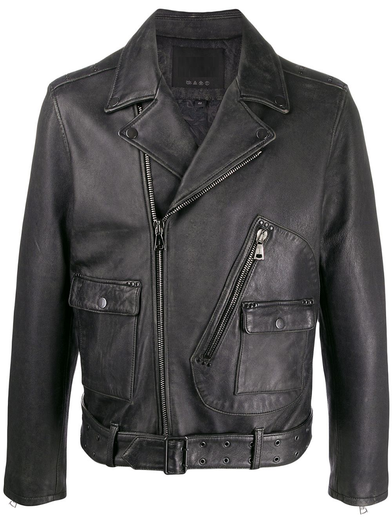 John Varvatos Black Leather Jacket - RockStar Jacket