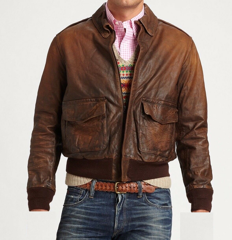 brown leather jacket ralph lauren