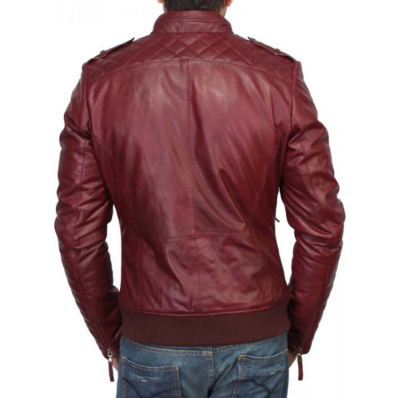 Red Burgundy Leather Jacket - RockStar Jacket