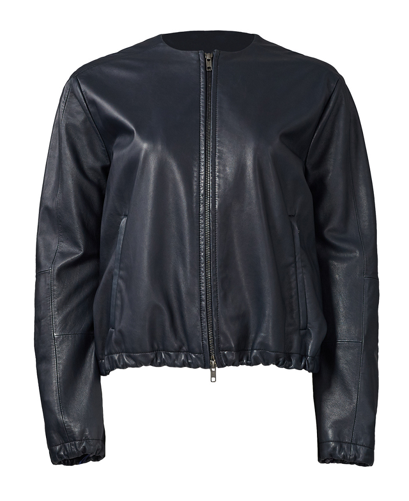 Vince Navy Leather Jacket - RockStar Jacket
