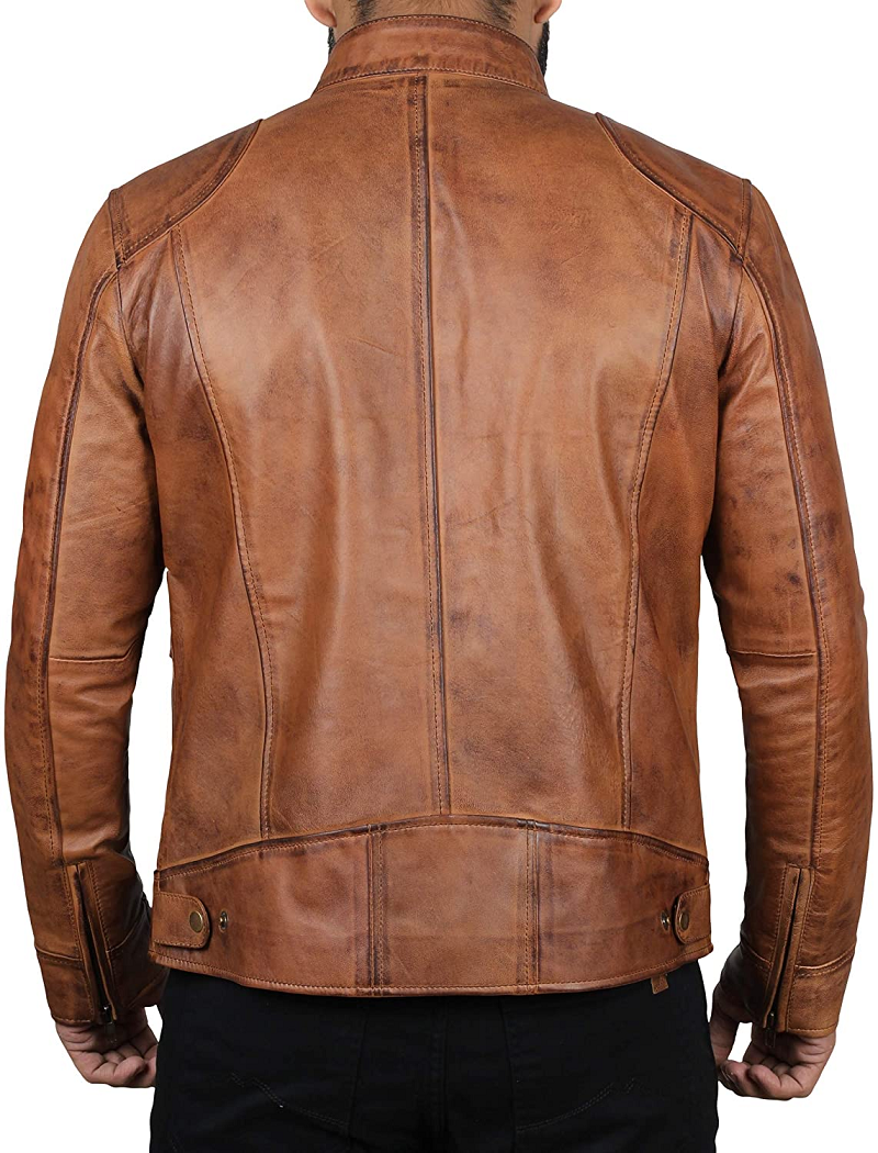 Brown Leather Jacket Mens - RockStar Jacket