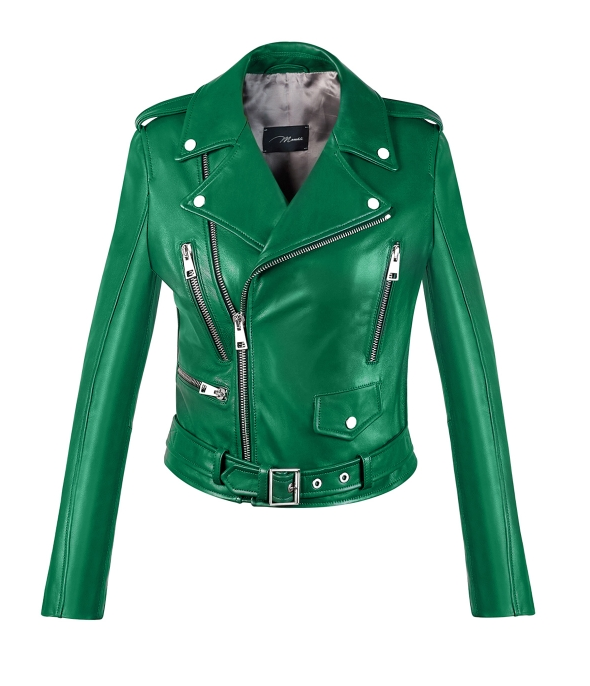 Green Classic Leather Jacket - RockStar Jacket