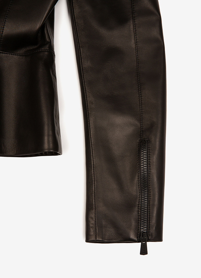 Peplum Black Leather Jacket - RockStar Jacket