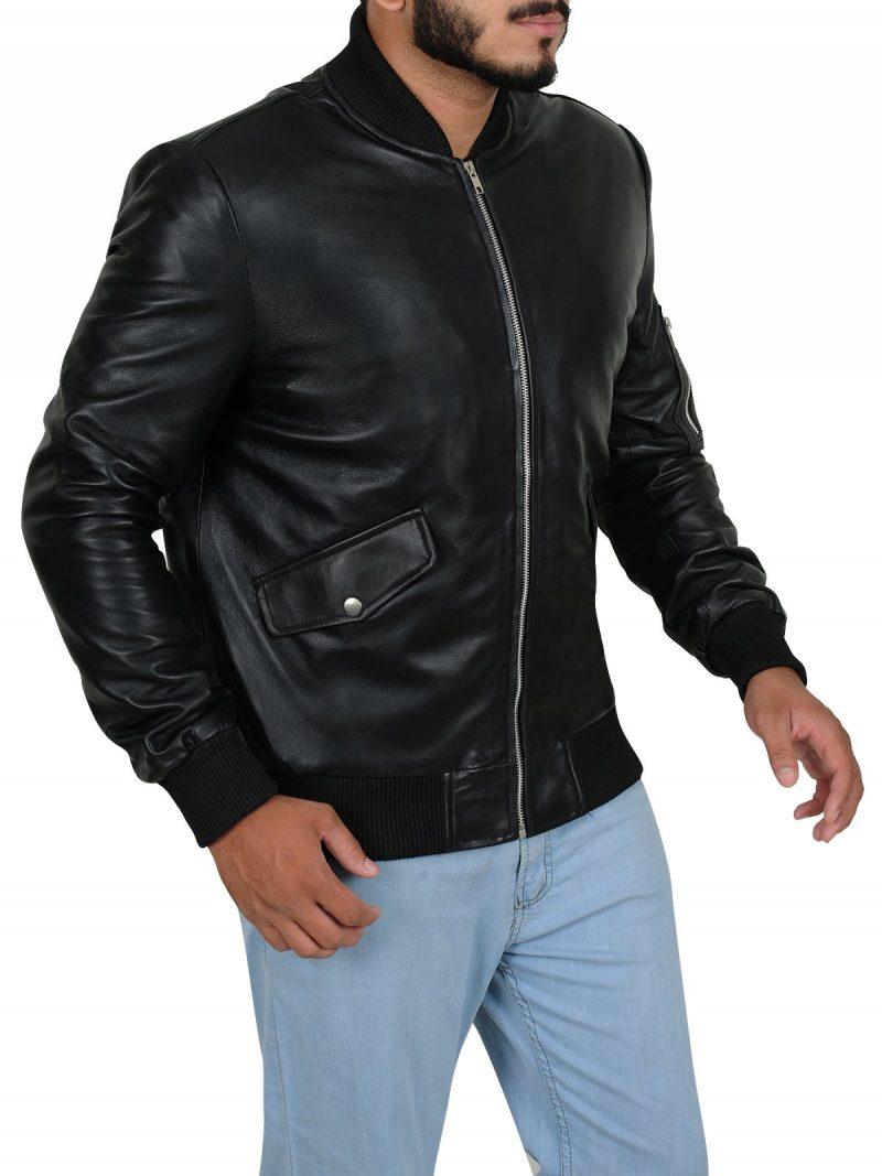 American Rapper Eminem Black Leather Jacket - RockStar Jacket