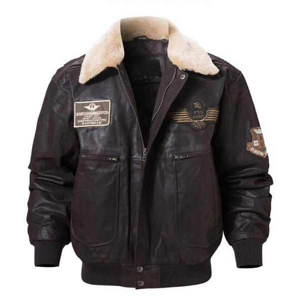 Pierson Shearling Collar Bomber Leather Jacket