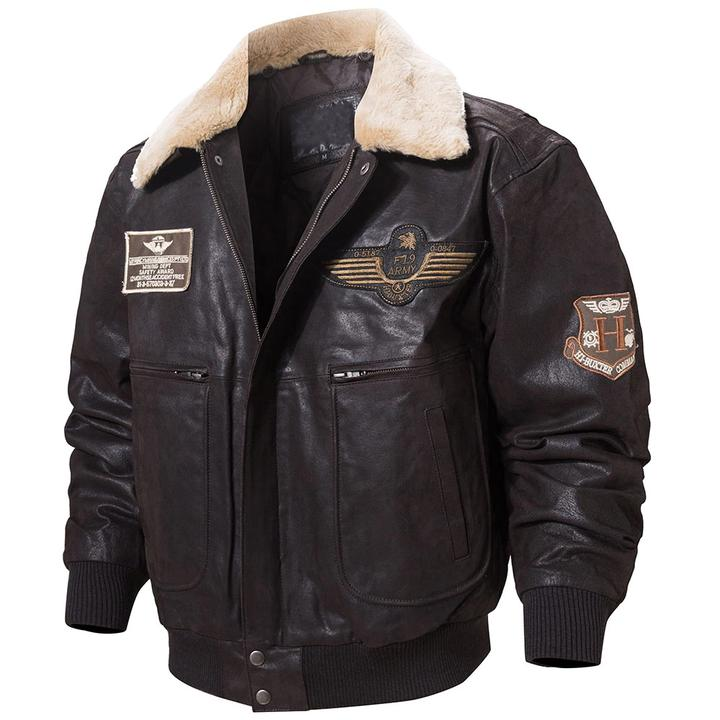 Pierson Shearling Collar Bomber Leather Jacket - RockStar Jacket