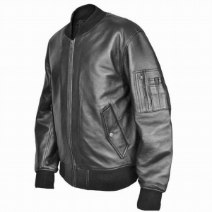 Us Air Force Military Ma1 Flight Pilot Bomber Black Leather Jacket