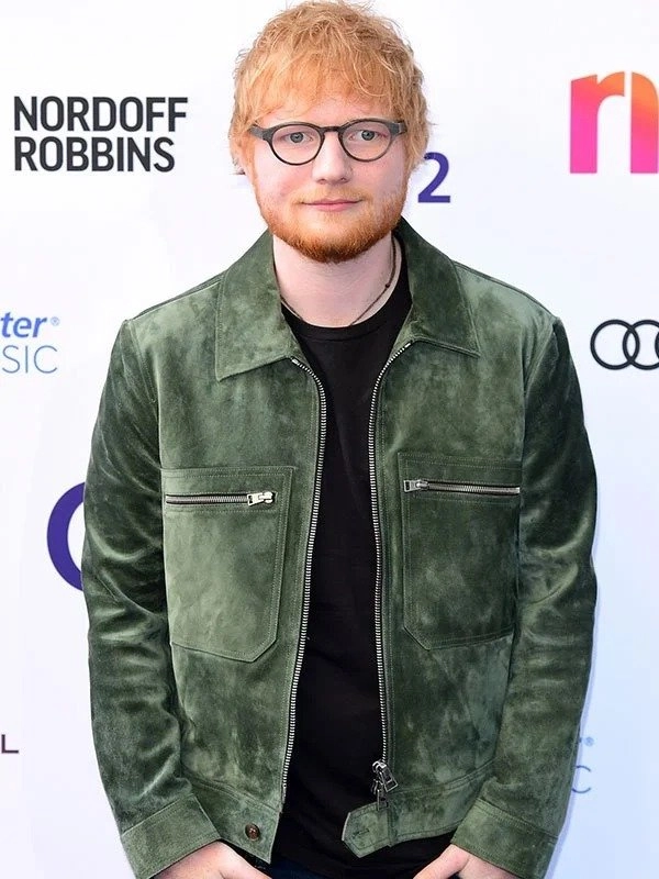 Ed Sheeran Green Suede Leather Jacket