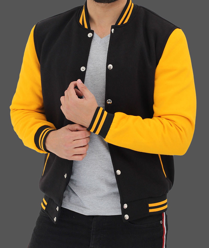 Baseball Black And Yellow Varsity Jacket - RockStar Jacket