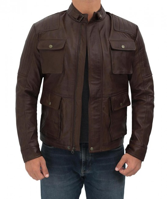 Navan Dark Four Pocket Vintage Leather Jacket - RockStar Jacket