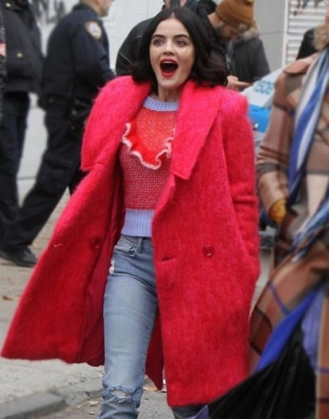 Katy Keenes Lucy Hale Red Double Breasted Wool Coat