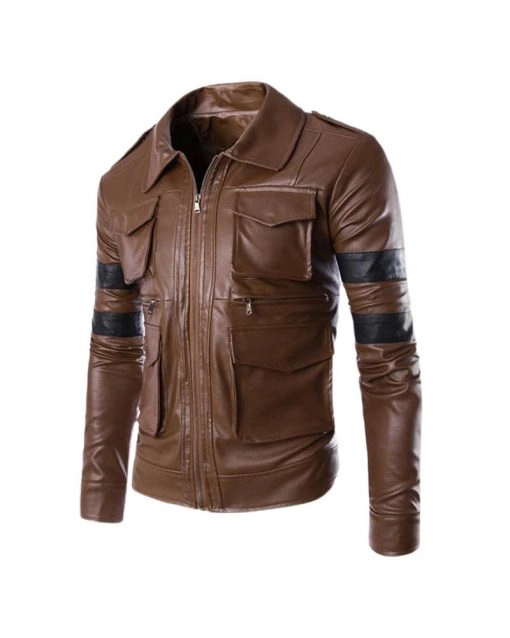 Leon Kennedy Resident Evil Brown Leather Jacket
