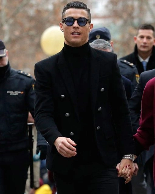 Cristiano Ronaldos Double Breasted Black Wool Blazer