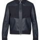 Mixed Bomber Black Leather Jacket