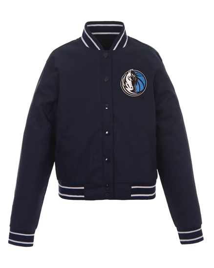 Dallas Mavericks NBA Teams JH Design Navy Poly-Twill Varsity Jacket