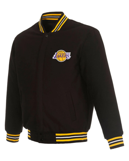 Los Angeles Lakers Black Reversible Wool Varsity Jacket