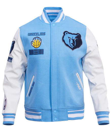 Memphis Grizzlies Retro Classic Rib Blue Wool Varsity Jacket