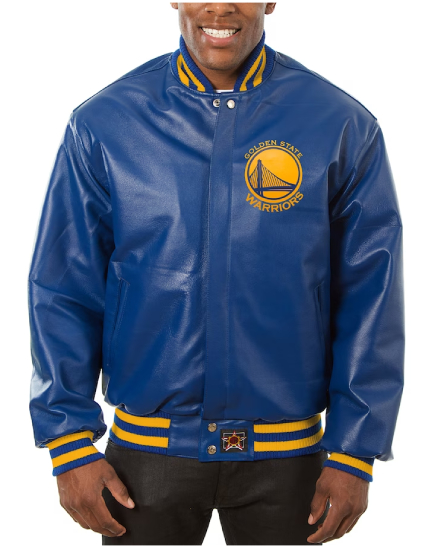 NBA Golden State Warriors JH Design Bomber All-Leather Jacket