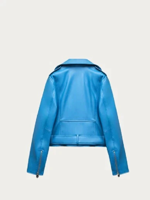 Aqua Blue Leather Jacket