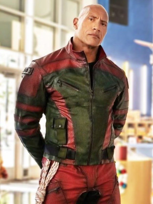 Dwayne Johnson Red Leather Jacket