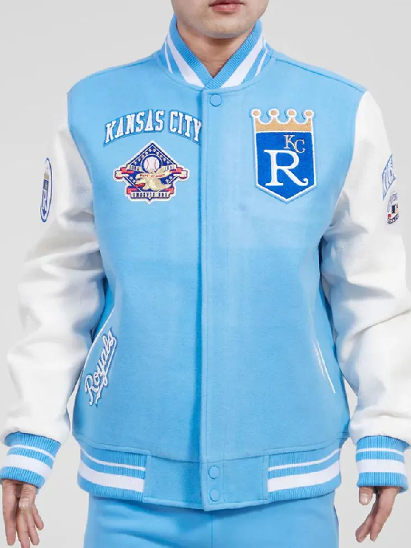 Kansas City Royals Varsity Light Blue and White Wool Jacket