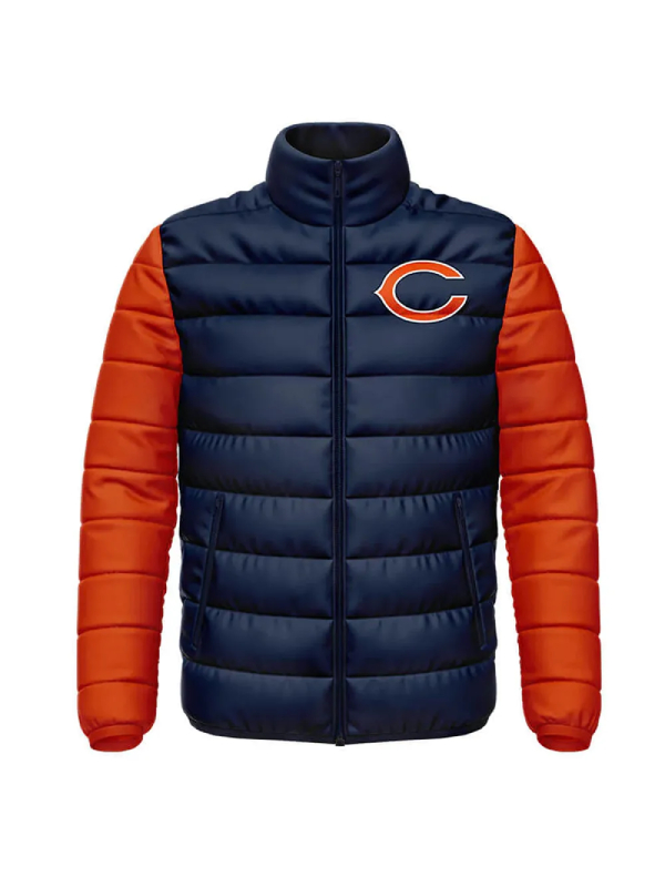 Chicago Bears NFL Navy Blue and Orange Jacket