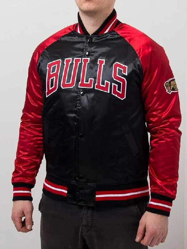 Chicago Bulls Tough Season Black And Red Satin Jacket