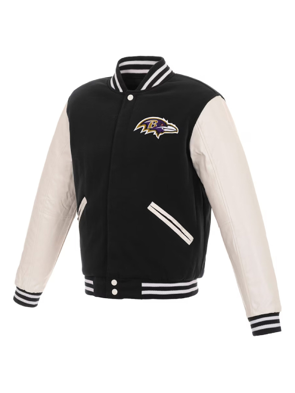 NFL Baltimore Ravens Black and White Varsity Jacket