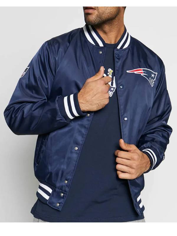 New England Patriots Team Blue Satin Jacket