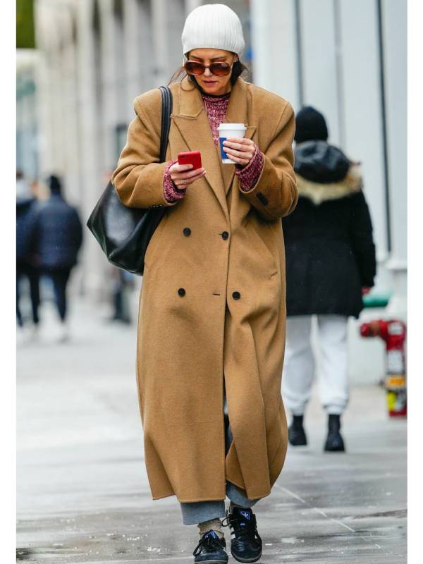 Katie Holmes Street Style Brown Coat